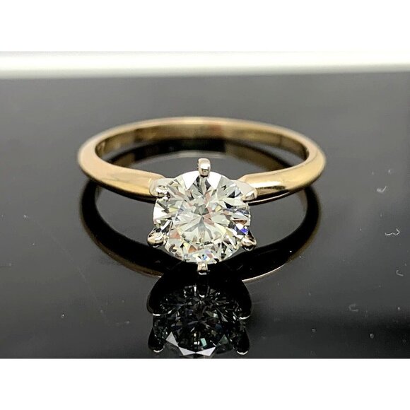 Engagement Ring Diamond Lab Grown 0.89ct Certified 14k Yellow Gold Size 6 - Picture 1 of 16